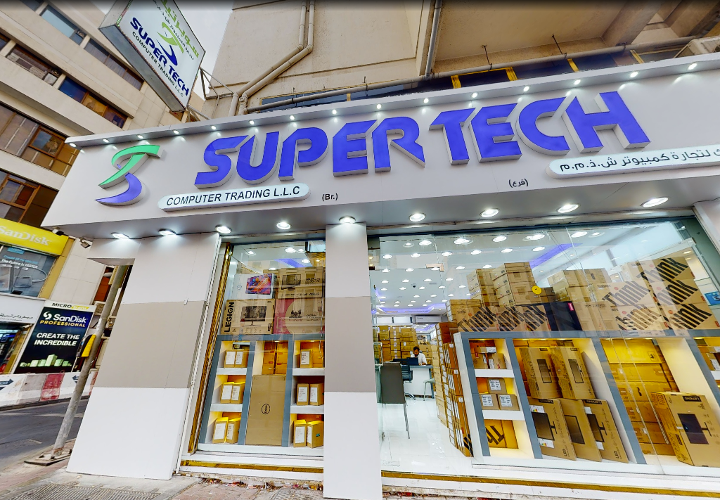 Supertech showroom displaying innovative IT products and solutions.